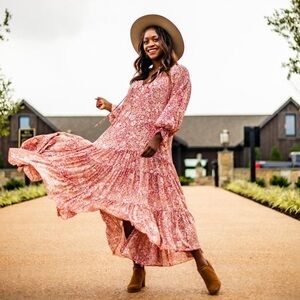 NWT Anthropologie O.P.T. Maxi Floral Ruffle Dress
